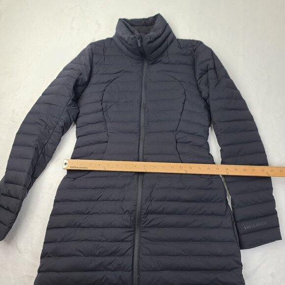 Lululemon Women's Black Pack It Down Long Hooded Winter Parka Jacket Size 6 - Picture 4 of 5